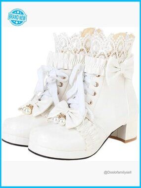 Lace Up Chunky Heel Ankle Boots Cosplay Winter Booties Platform